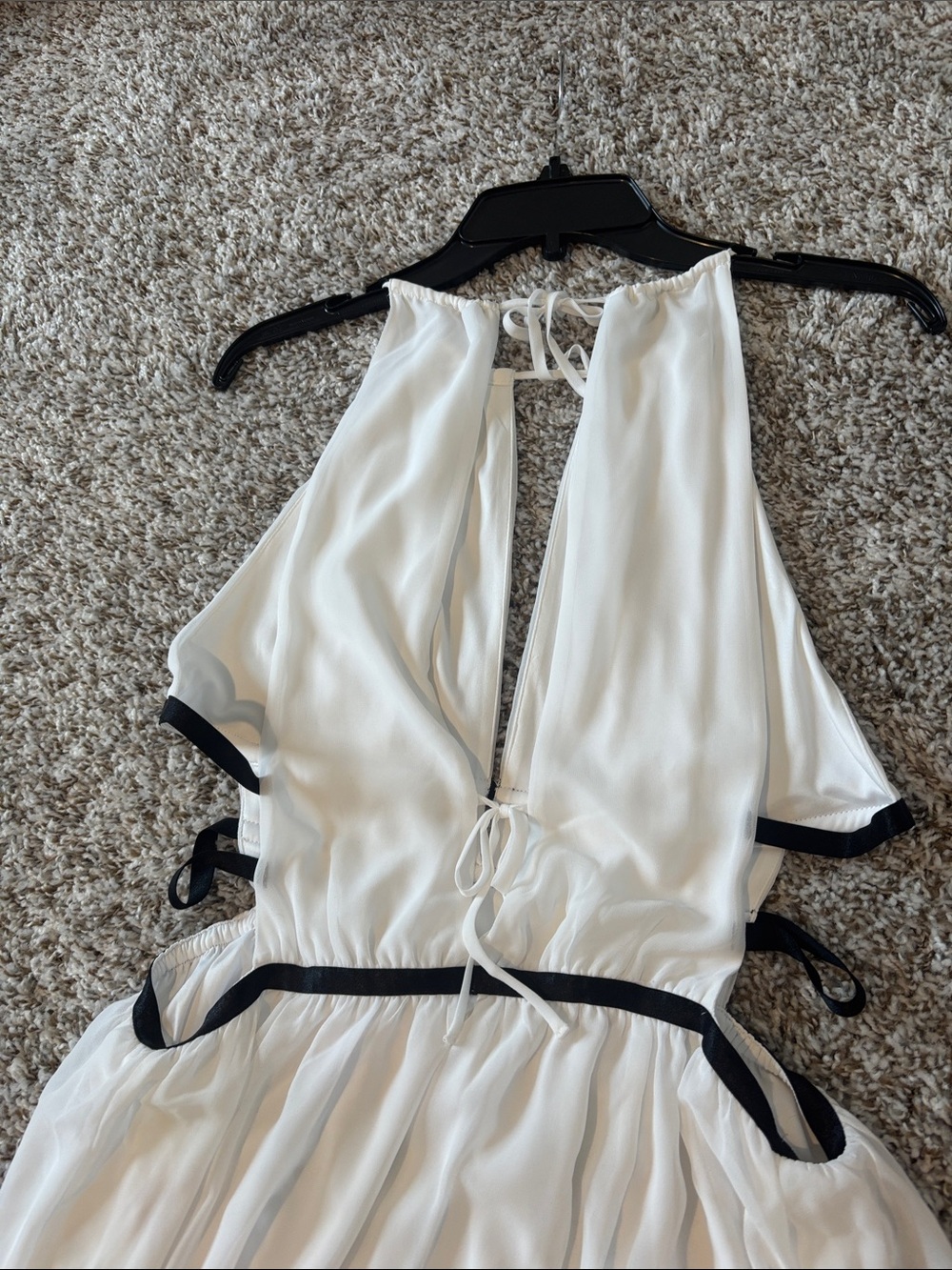 Express White Halter Maxi Dress with Black Waist Straps - Picture 4 of 10